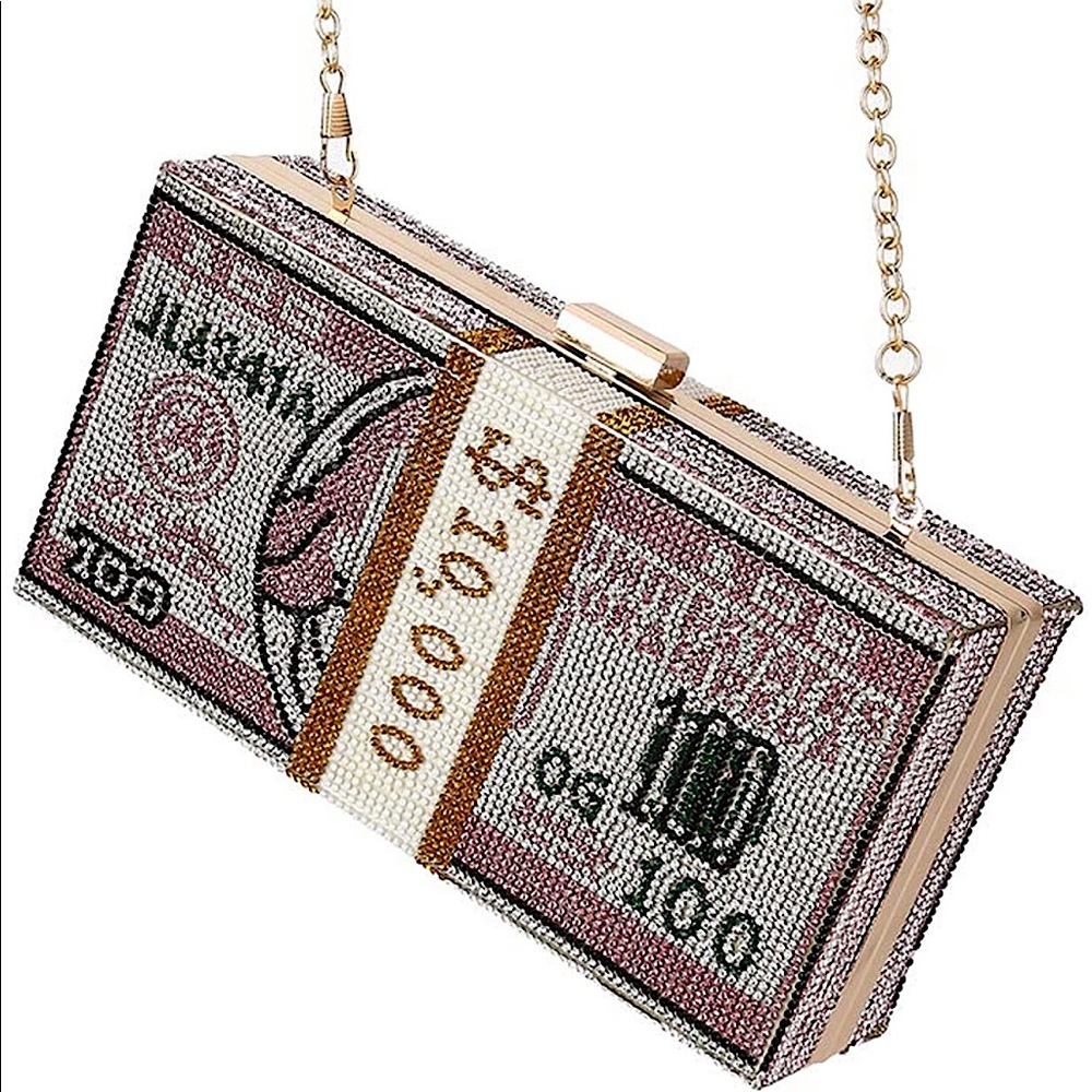 Dollar Diamond Bag Wallet Clutch